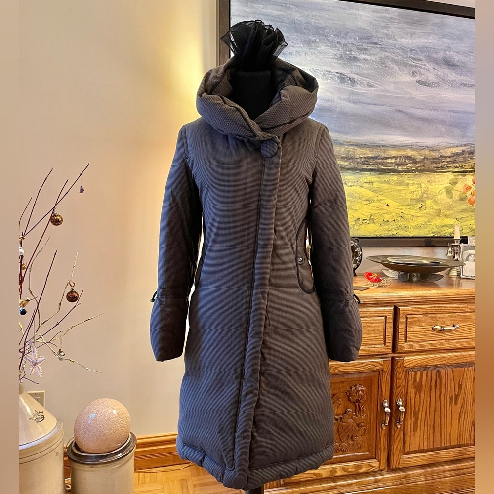 Gorgeous Soia & Kyo Olive Houndstooth Down Coat